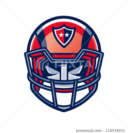 A football helmet with a red and blue design A football helmet with a red and blue design 118534035