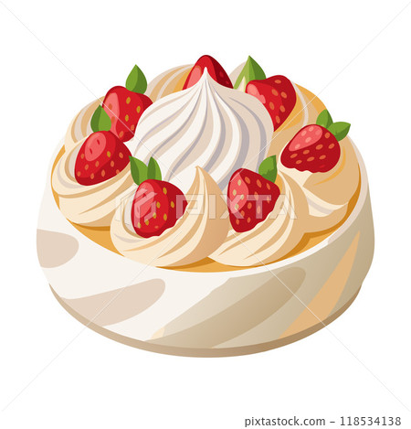 A white cake with strawberries and whipped cream on top A white cake with strawberries and whipped cream on top 118534138
