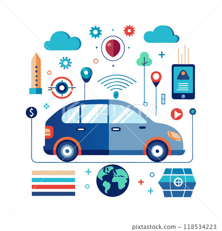 A car with a lot of technology and gadgets on it A car with a lot of technology and gadgets on it 118534223