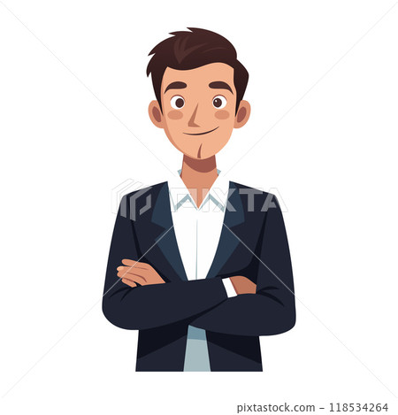 A man in a suit and tie is smiling and looking at the camera A man in a suit and tie is smiling and looking at the camera 118534264