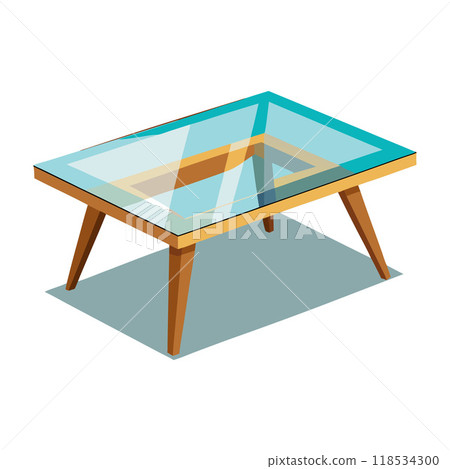 A glass table with a wooden frame A glass table with a wooden frame 118534300