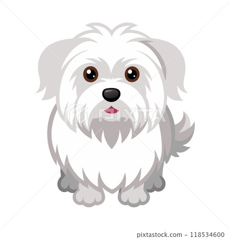 A cartoon dog with a white coat and a black nose 118534600
