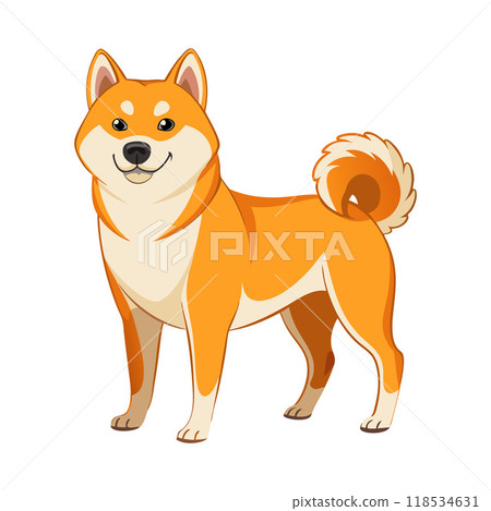 A cartoon dog with a fluffy tail and a big smile A cartoon dog with a fluffy tail and a big smile 118534631