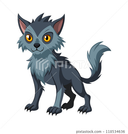 A cartoon cat with a menacing look on its face 118534636