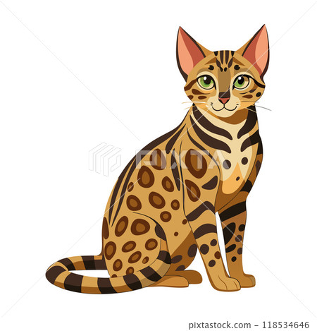 A cat with green eyes is sitting on a white background 118534646