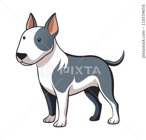 A cartoon dog with a black nose and a white face A cartoon dog with a black nose and a white face 118534658