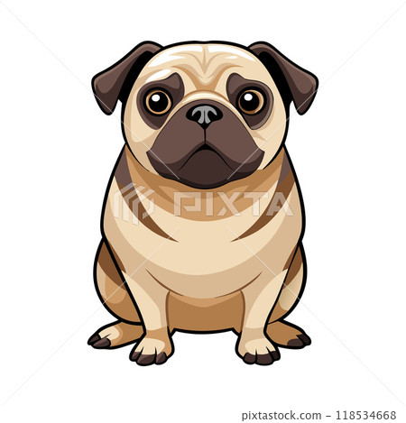 A cartoon dog with a cute face and a brown and white coat 118534668
