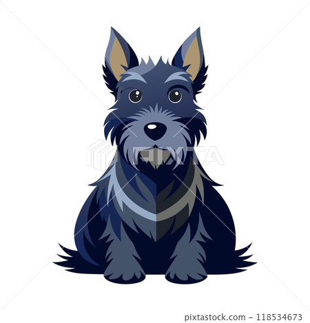 A cartoon dog with a black and white fur 118534673