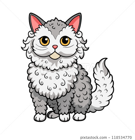 A cartoon cat with a fluffy white coat and a pink nose A cartoon cat with a fluffy white coat and a pink nose 118534770