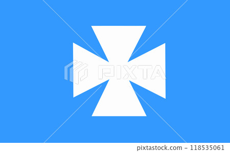 A blue and white flag with a cross on it A blue and white flag with a cross on it 118535061