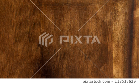 Texture of an old brown wooden board with scratches, oak wood 118535629