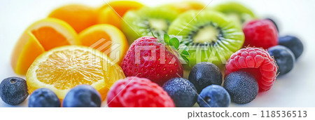 Fruit background. Close-up photo of fresh fruit 118536513