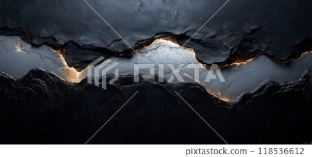Abstract high contrast background. Black, blue and white concrete streaked banner. Cracked concrete background Abstract high contrast background. Black, blue and white concrete streaked banner. Cracked concrete background 118536612