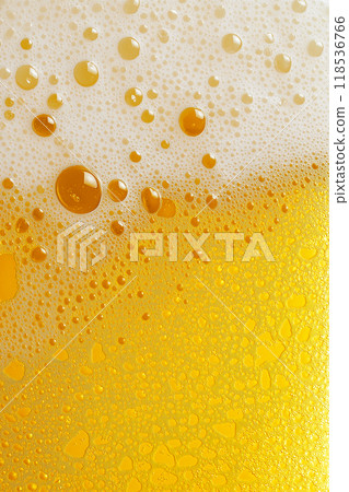 Beer texture. Close-up of beer with foam on top 118536766