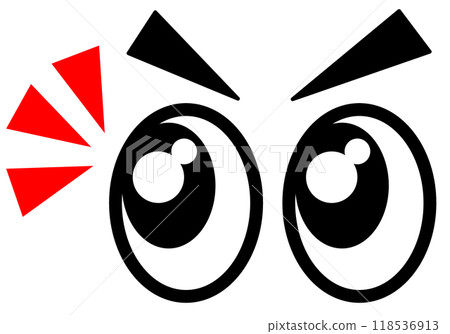 An illustration of a big black eyeball looking surprised and paying attention 118536913