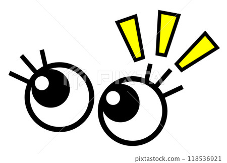 An illustration of a big black eyeball looking surprised and paying attention 118536921