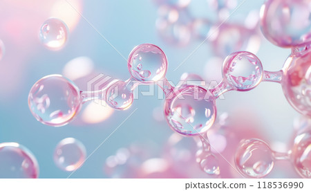 3d Rendering Of Cosmetic Essence Oil Liquid Bubble With Molecule Background: A Stunning Visualization Of Beauty Products In Action. 118536990