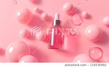 3d Rendering Of Skin Serum And Vitamin Collagen With Liquid Bubble On Pink Color Background In Title Case. Aesthetic Beauty Product Display. 3d Rendering Of Skin Serum And Vitamin Collagen With Liquid Bubble On Pink Color Background In Title Case. Aesthetic Beauty Product Display. 118536992