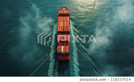 Industrial Container Cargo Freight Ship For Logistic Import Export Concept: A Vessel Designed For Transporting Goods In Large Metal Containers, Facilitating Global Trade Operations. 118537014