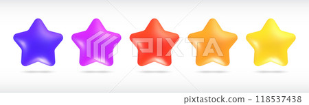 A series of five 3d colorful stars. Vector illustration 118537438