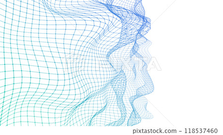 Abstract wavy grid wireframe transparent material 118537460