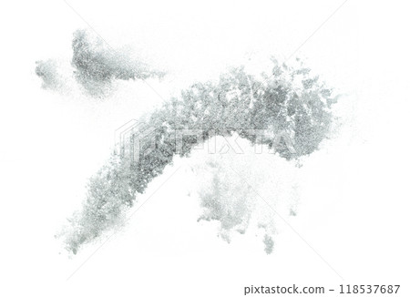 Silver Glitter sand spark blink celebrate Chinese new year, fly throw silver glitters particle. White background isolated 118537687