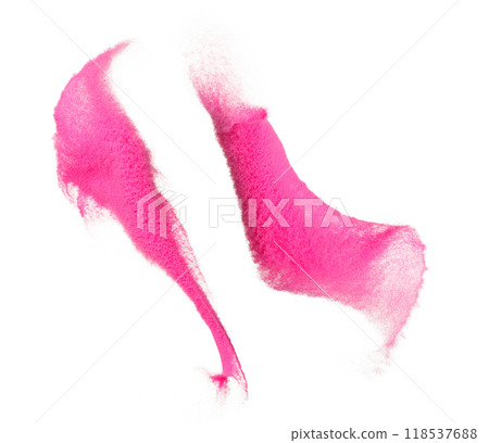 Pink sand storm with high wind. Fine Sand circle around, White background Isolated 118537688