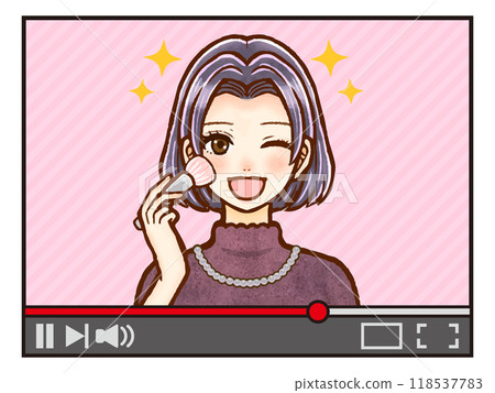 Illustration material of an adult woman who distributes makeup videos on a video distribution site 118537783