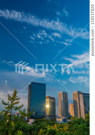 Buildings shining in the setting sun: Osaka Business Park 118537820