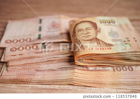 Thai baht banknote money, investment economy, accounting business and banking. Thai baht banknote money, investment economy, accounting business and banking. 118537848