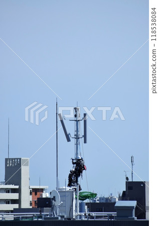 New antenna installation work under the scorching sun New antenna installation work under the scorching sun 118538084