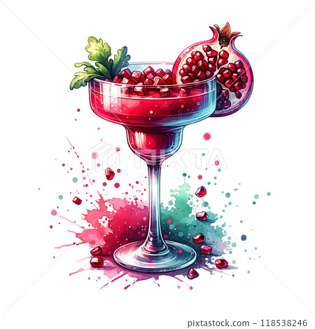 A beautifully vibrant and refreshing Pomegranate Cocktail served in an elegant glass 118538246