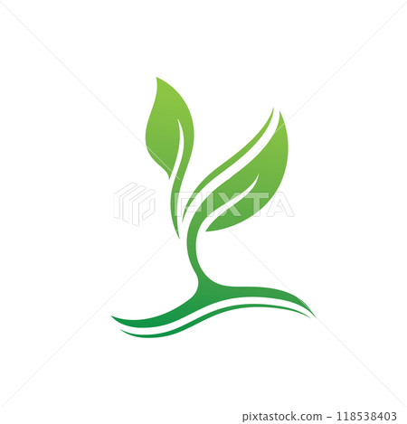 Leaves collection. Green leaves flat icon set. Vector illustration. 118538403