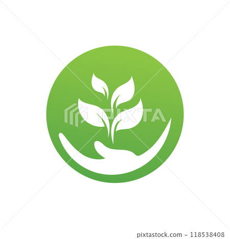 Leaves collection. Green leaves flat icon set. Vector illustration. 118538408