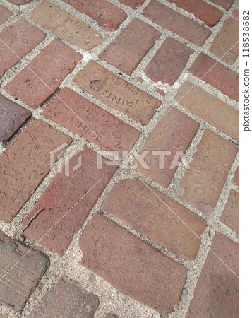 walkway made of bricks walkway made of bricks 118538682