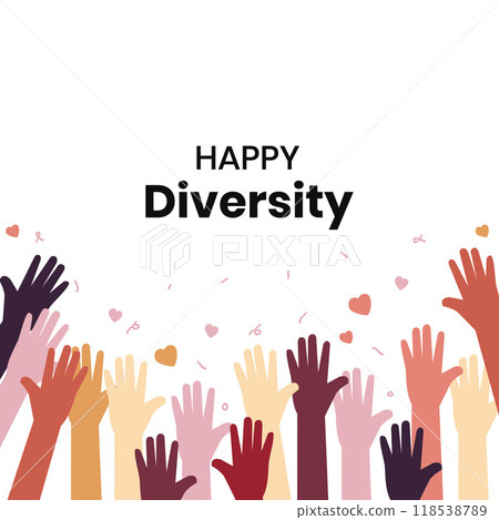 Raised hands of volunteer group happy diversity Raised hands of volunteer group happy diversity 118538789