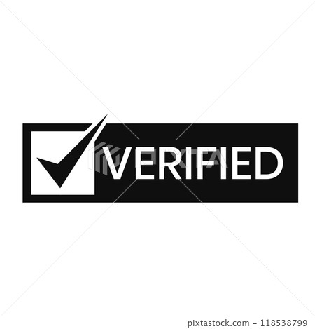Black verified with check mark label Black verified with check mark label 118538799