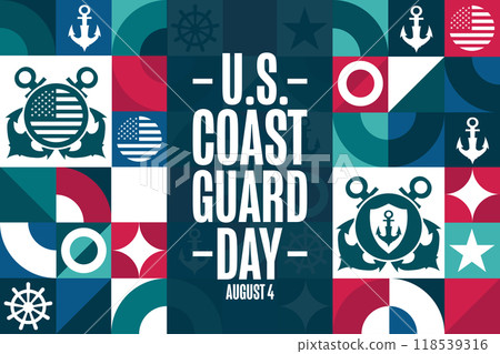 United States Coast Guard Day. August 4. Holiday concept. Template for background, banner, card United States Coast Guard Day. August 4. Holiday concept. Template for background, banner, card 118539316
