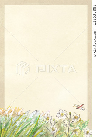 Autumn landscape watercolor painting and old paper texture background material Autumn landscape watercolor painting and old paper texture background material 118539885