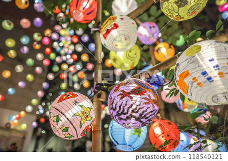 Sept 13 2024 close up paper Lanterns at Blue House, wan chai 118540121