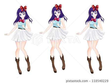 People Purple haired idol illustration set 118540229
