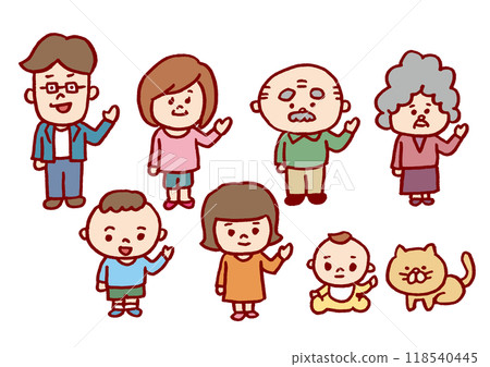 Funny and cute illustration of a two-headed family 118540445