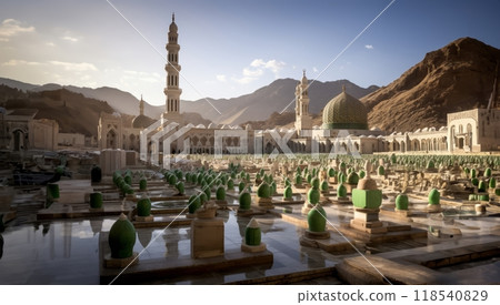 Muslim Cemetery at a Sacred Site in Mecca.Generated image 118540829