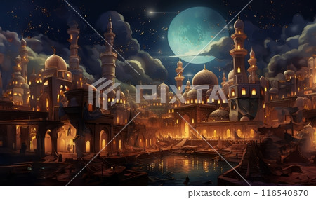 Muslim Holy Sites Representing Ramadan Mubarak.Generated image Muslim Holy Sites Representing Ramadan Mubarak.Generated image 118540870