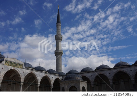 Fountain and minaret of the Blue Mosque, Istanbul, Türkiye Fountain and minaret of the Blue Mosque, Istanbul, Türkiye 118540983