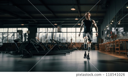 Individuals with Prosthetics Engaged in Sports Activities such as Cycling and Running..Generated image 118541026