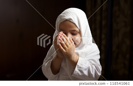 CloseUp of a Young Muslim Child Performing Ablution.Generated image 118541061