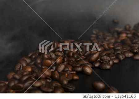Coffee beans Steam rising from roasted coffee beans Coffee beans Steam rising from roasted coffee beans 118541160