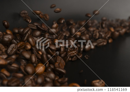 Coffee beans Steam rising from roasted coffee beans Coffee beans Steam rising from roasted coffee beans 118541169