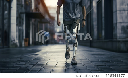 Empowered Mobility: Walking with Confidence Using a Bionic Prosthetic Leg.Generated image 118541177